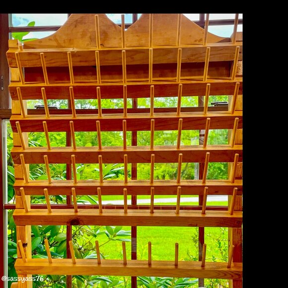 ▪️VTG▪️OOAK Handcrafted Wooden Heart 60 Thread Spool Freestanding Holder Rack - Picture 8 of 15